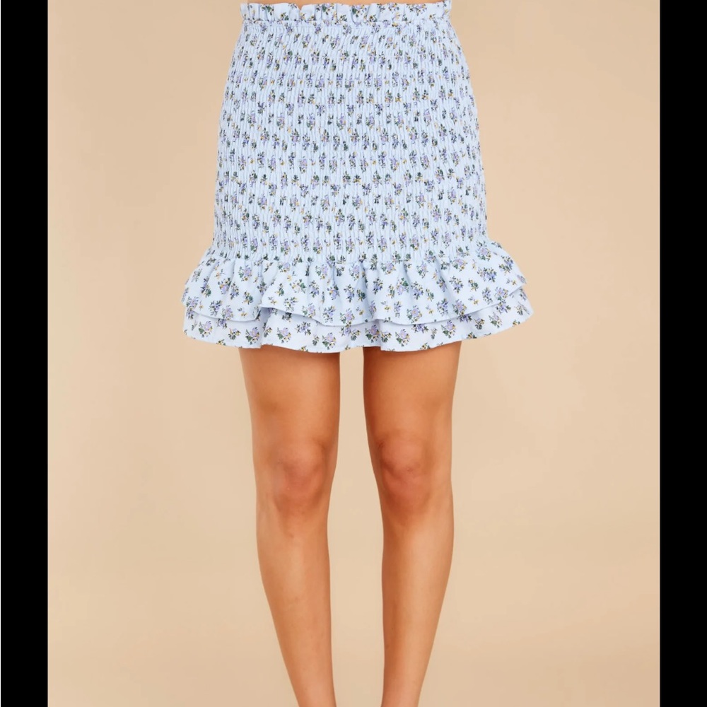 Red dress boutique smocked skirt